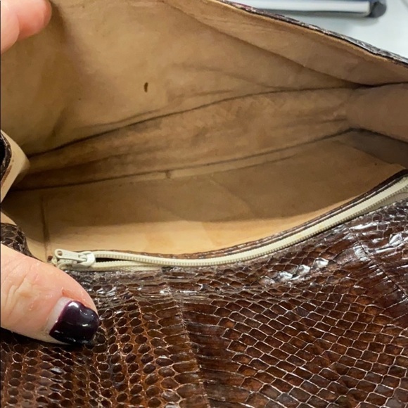 Dark Brown Snakeskin Envelope Clutch Bag Purse - Picture 13 of 13
